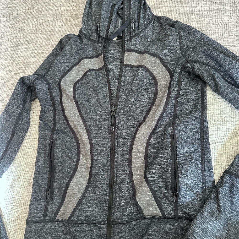 Lululemon Stride Jacket Brushed Heathered Black and Gray Hooded